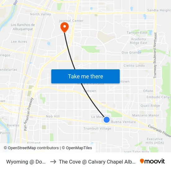 Wyoming @ Domingo to The Cove @ Calvary Chapel Albuquerque map