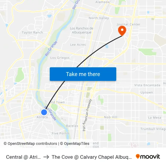 Central @ Atrisco to The Cove @ Calvary Chapel Albuquerque map