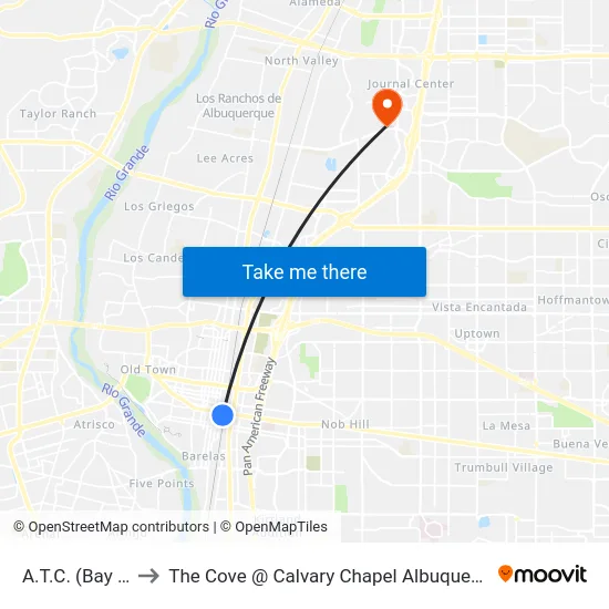 A.T.C.  (Bay A) to The Cove @ Calvary Chapel Albuquerque map