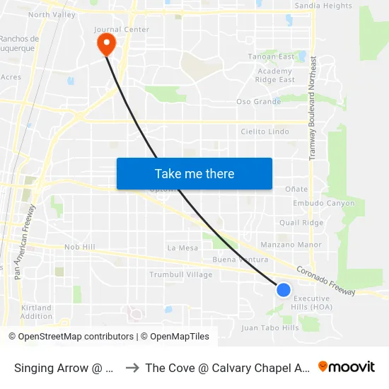 Singing Arrow @ Parkside to The Cove @ Calvary Chapel Albuquerque map