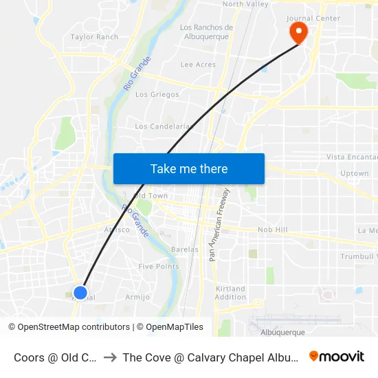 Coors @ Old Coors to The Cove @ Calvary Chapel Albuquerque map