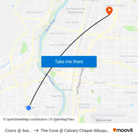 Coors @ Arenal to The Cove @ Calvary Chapel Albuquerque map