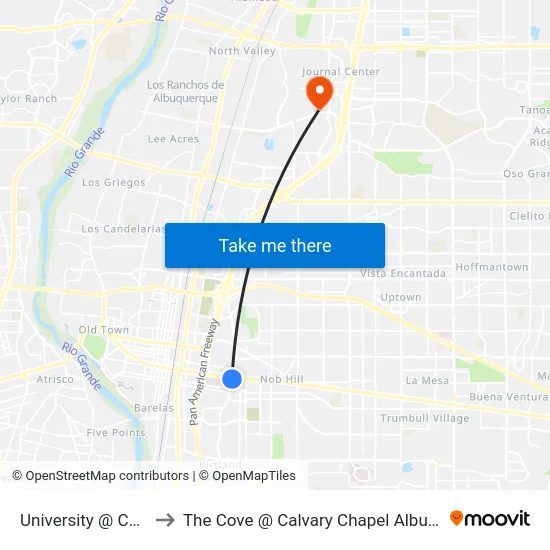 University @ Central to The Cove @ Calvary Chapel Albuquerque map
