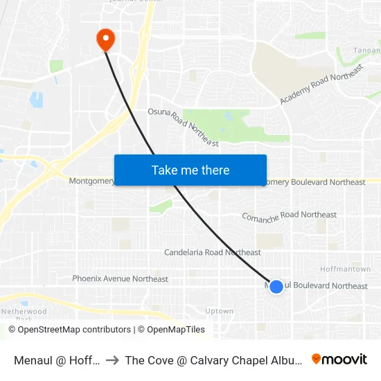 Menaul @ Hoffman to The Cove @ Calvary Chapel Albuquerque map