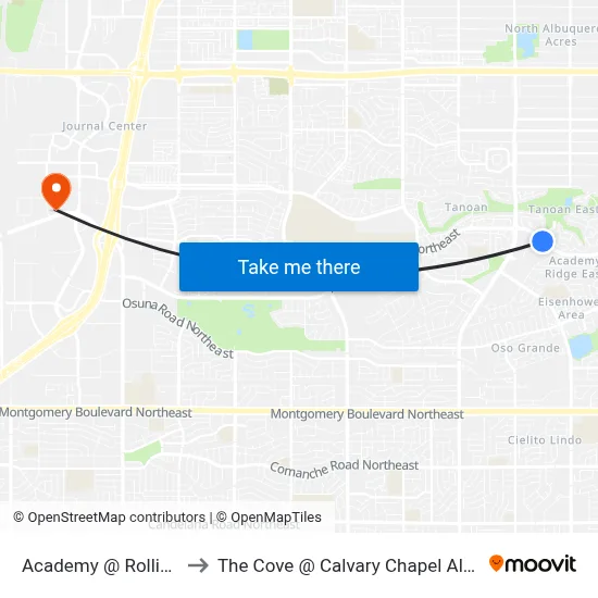 Academy @ Rolling Hills to The Cove @ Calvary Chapel Albuquerque map