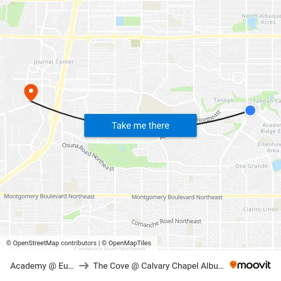 Academy @ Eubank to The Cove @ Calvary Chapel Albuquerque map