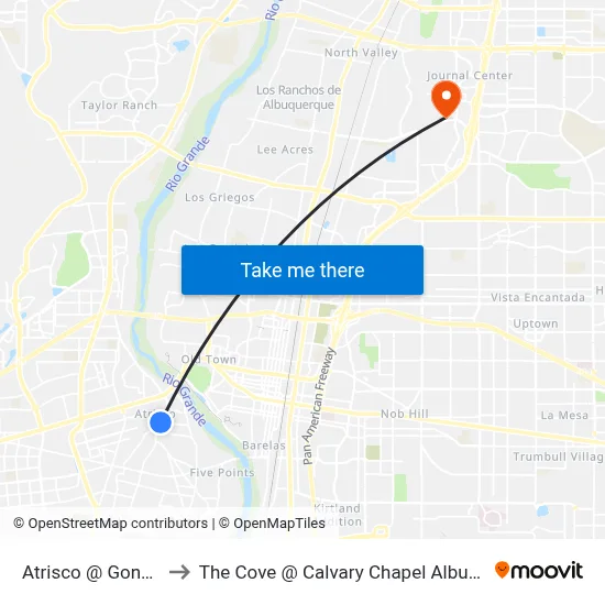 Atrisco @ Gonzales to The Cove @ Calvary Chapel Albuquerque map