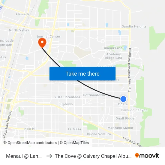 Menaul @ Landman to The Cove @ Calvary Chapel Albuquerque map