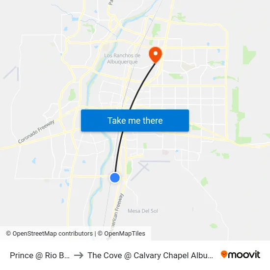Prince @ Rio Bravo to The Cove @ Calvary Chapel Albuquerque map