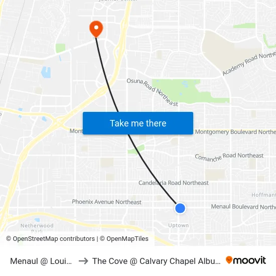 Menaul @ Louisiana to The Cove @ Calvary Chapel Albuquerque map