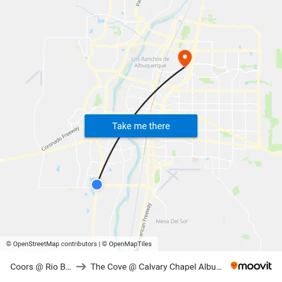 Coors @ Rio Bravo to The Cove @ Calvary Chapel Albuquerque map