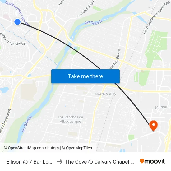 Ellison @ 7 Bar Loop North to The Cove @ Calvary Chapel Albuquerque map