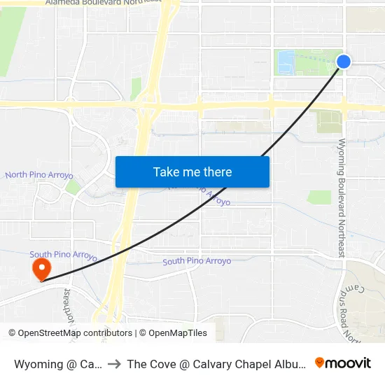 Wyoming @ Carmel to The Cove @ Calvary Chapel Albuquerque map