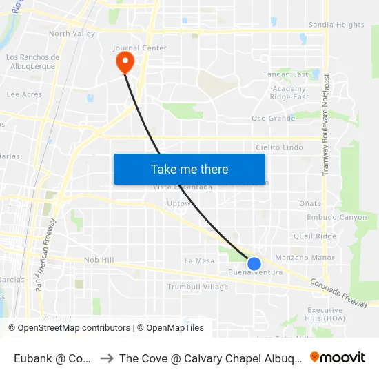 Eubank @ Copper to The Cove @ Calvary Chapel Albuquerque map