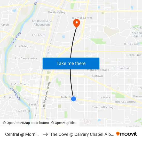 Central @ Morningside to The Cove @ Calvary Chapel Albuquerque map