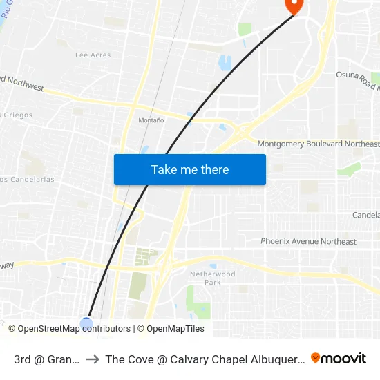 3rd @ Granite to The Cove @ Calvary Chapel Albuquerque map