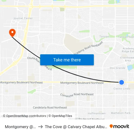 Montgomery @ Tara to The Cove @ Calvary Chapel Albuquerque map
