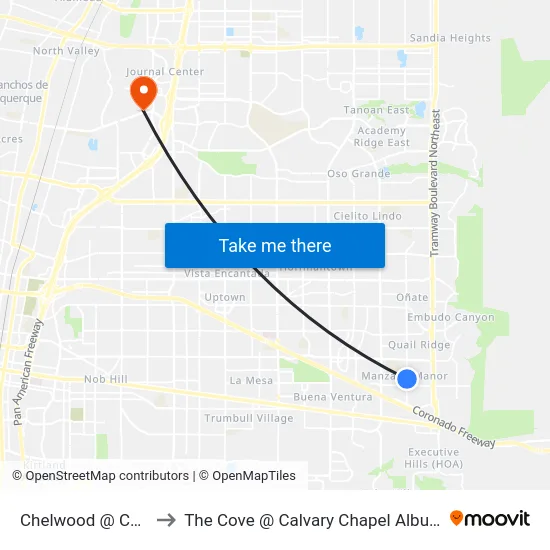 Chelwood @ Copper to The Cove @ Calvary Chapel Albuquerque map