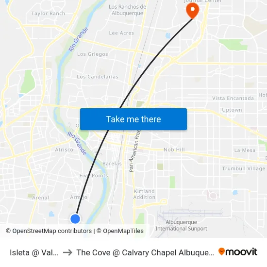 Isleta @ Valley to The Cove @ Calvary Chapel Albuquerque map
