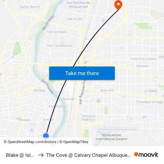 Blake @ Isleta to The Cove @ Calvary Chapel Albuquerque map