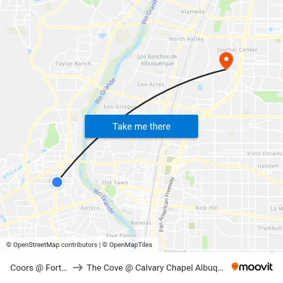 Coors @ Fortuna to The Cove @ Calvary Chapel Albuquerque map