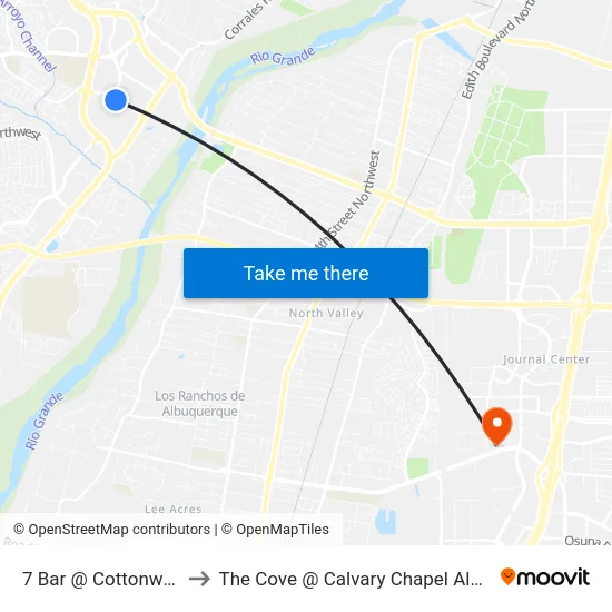 7 Bar @ Cottonwood Dr to The Cove @ Calvary Chapel Albuquerque map