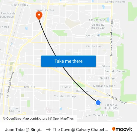 Juan Tabo @ Singing Arrow to The Cove @ Calvary Chapel Albuquerque map