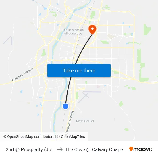 2nd @ Prosperity (Joy Junction) to The Cove @ Calvary Chapel Albuquerque map