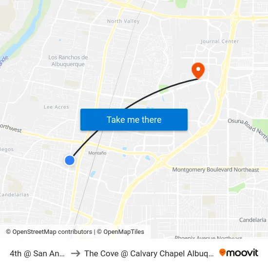 4th @ San Andres to The Cove @ Calvary Chapel Albuquerque map