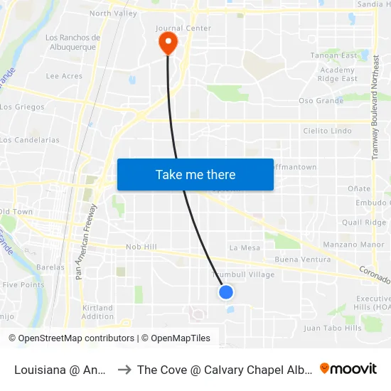 Louisiana @ Anderson to The Cove @ Calvary Chapel Albuquerque map