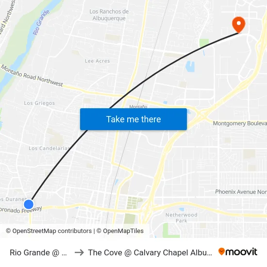 Rio Grande @ Floral to The Cove @ Calvary Chapel Albuquerque map