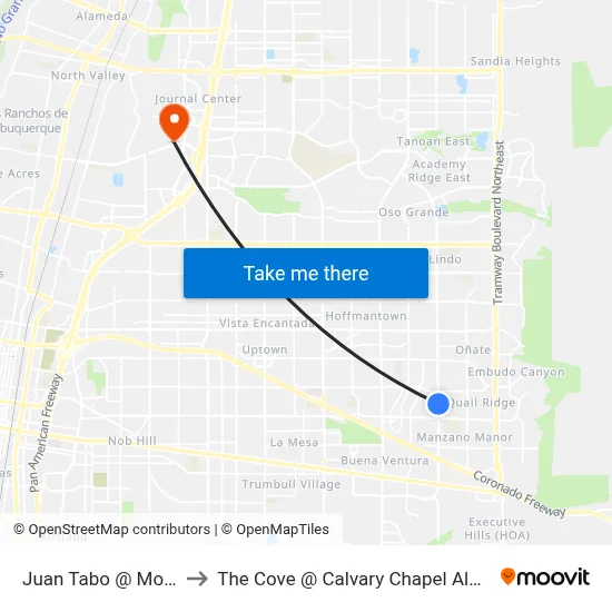 Juan Tabo @ Mountain to The Cove @ Calvary Chapel Albuquerque map