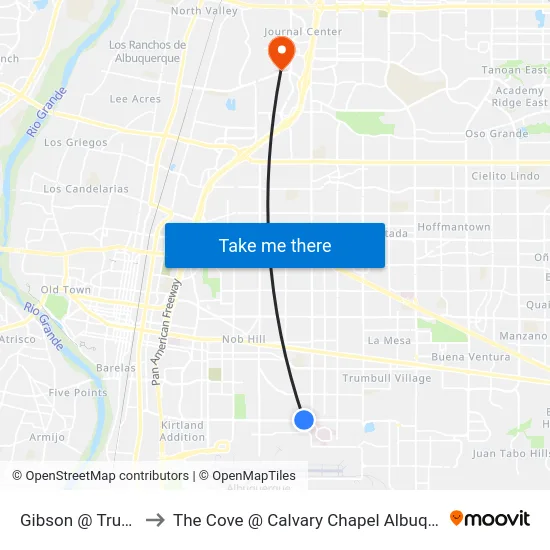 Gibson @ Truman to The Cove @ Calvary Chapel Albuquerque map