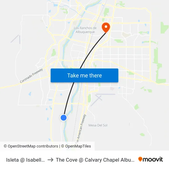 Isleta @ Isabella Ct. to The Cove @ Calvary Chapel Albuquerque map