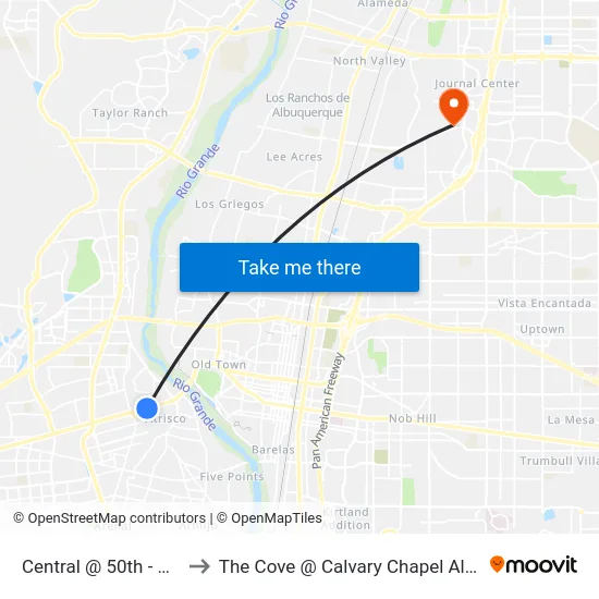 Central @ 50th - Cypress to The Cove @ Calvary Chapel Albuquerque map