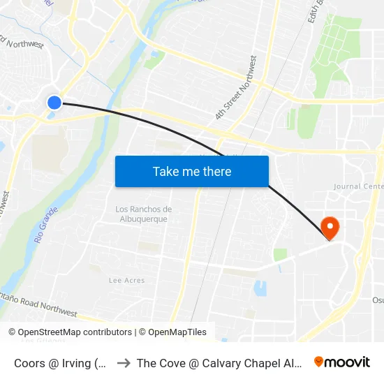 Coors @ Irving (Target) to The Cove @ Calvary Chapel Albuquerque map