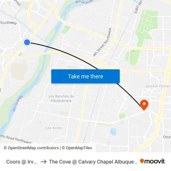 Coors @ Irving to The Cove @ Calvary Chapel Albuquerque map