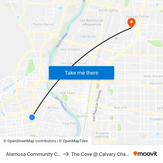 Alamosa Community Center @ Coors to The Cove @ Calvary Chapel Albuquerque map