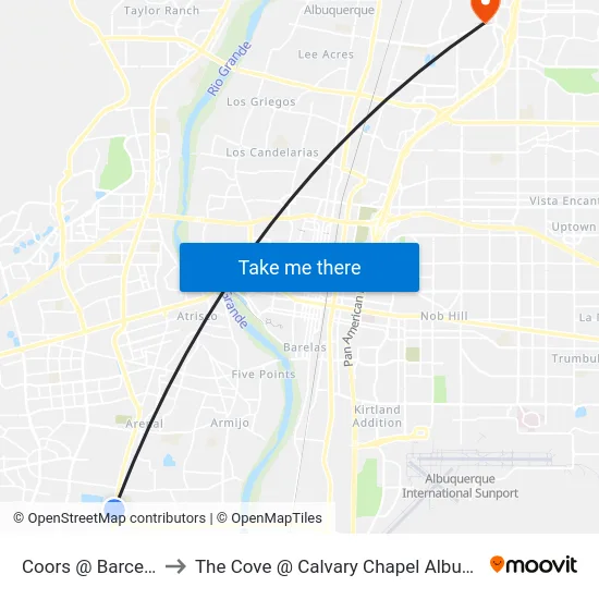 Coors @ Barcelona to The Cove @ Calvary Chapel Albuquerque map
