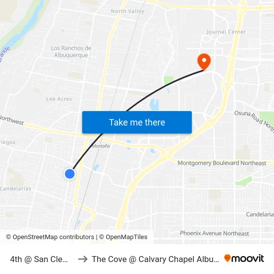 4th @ San Clemente to The Cove @ Calvary Chapel Albuquerque map