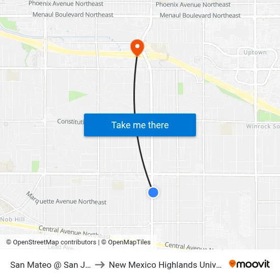 San Mateo @ San Juan to New Mexico Highlands University map
