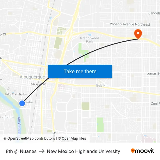 8th @ Marquez to New Mexico Highlands University map