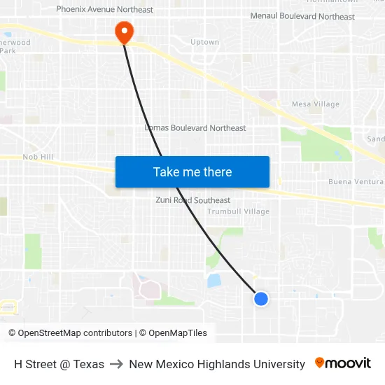 H Street @ Texas to New Mexico Highlands University map