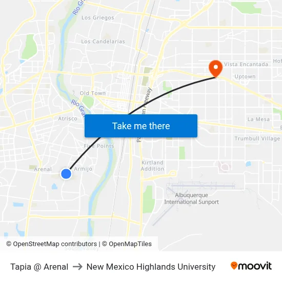 Tapia @ Arenal to New Mexico Highlands University map