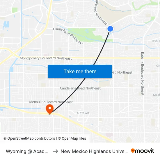 Wyoming @ Academy to New Mexico Highlands University map