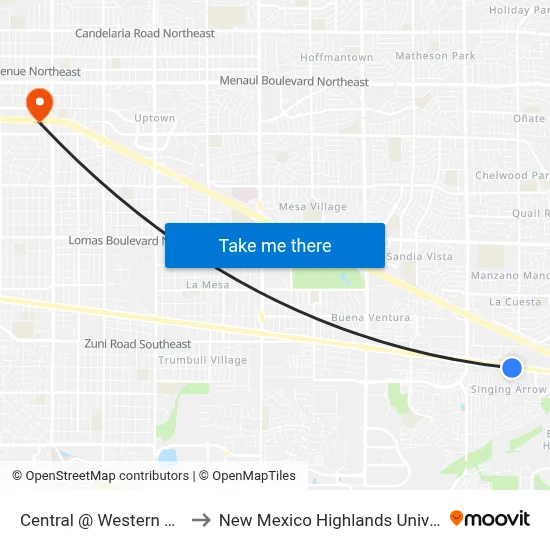 Central @ Western Skies to New Mexico Highlands University map