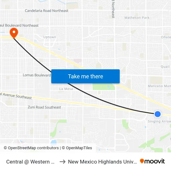 Central @ Western Skies to New Mexico Highlands University map