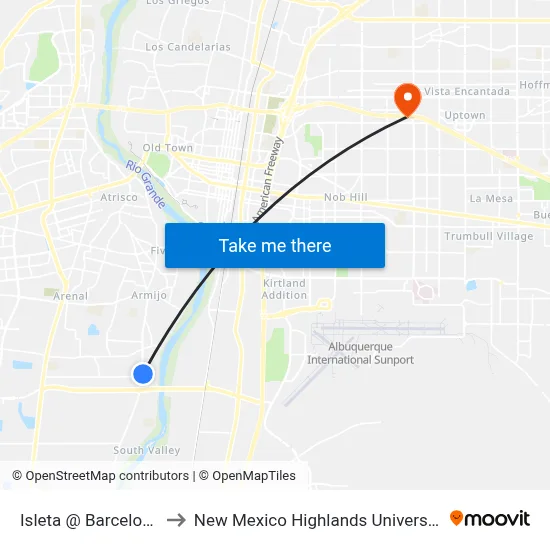 Isleta @ Barcelona to New Mexico Highlands University map