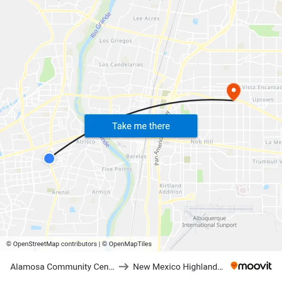 Alamosa Community Center @ Coors to New Mexico Highlands University map