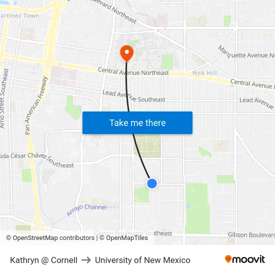 Kathryn @ Cornell to University of New Mexico map